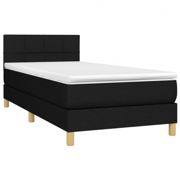 Cadre de lit avec matelas LED Noir 100x200 cm Tissu