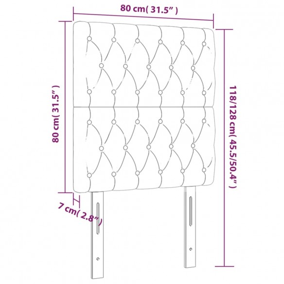 Tête de lit à LED Gris foncé 80x7x118/128 cm Tissu