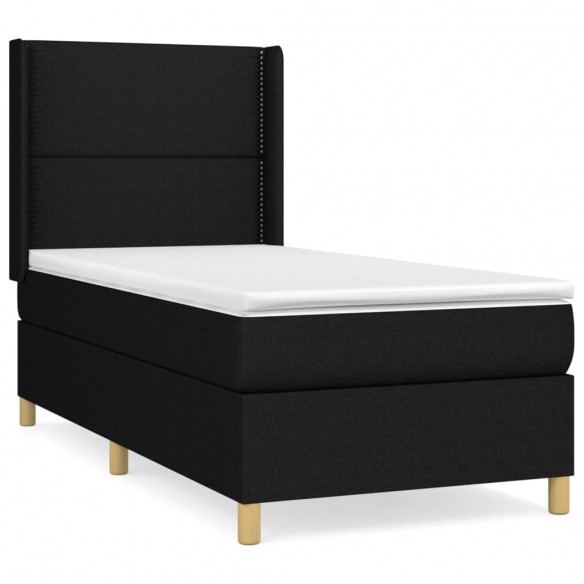 Cadre de lit avec matelas Noir 100x200 cm Tissu