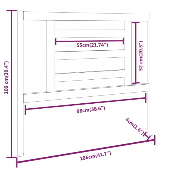 Tête de lit 106x4x100 cm Bois massif de pin