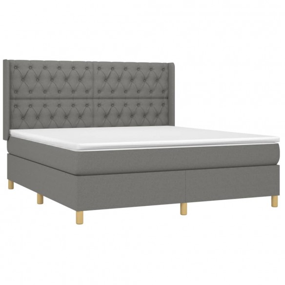 Cadre de lit matelas LED Gris foncé 160x200 cm Tissu