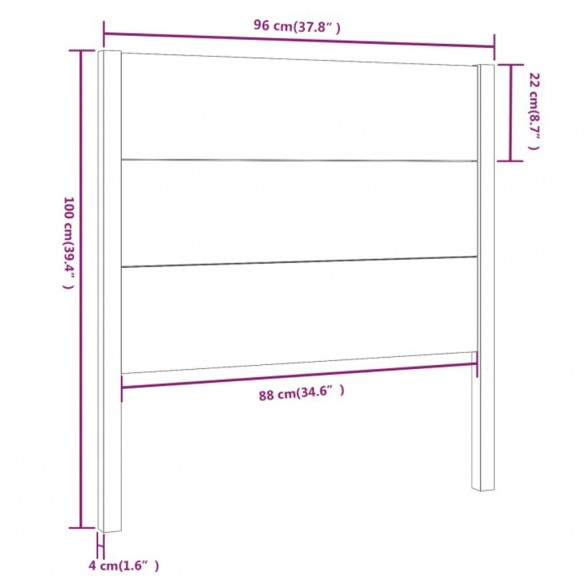 Tête de lit Blanc 96x4x100 cm Bois massif de pin