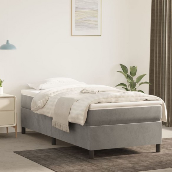 Cadre de lit et matelas Gris clair 80x200 cm Velours