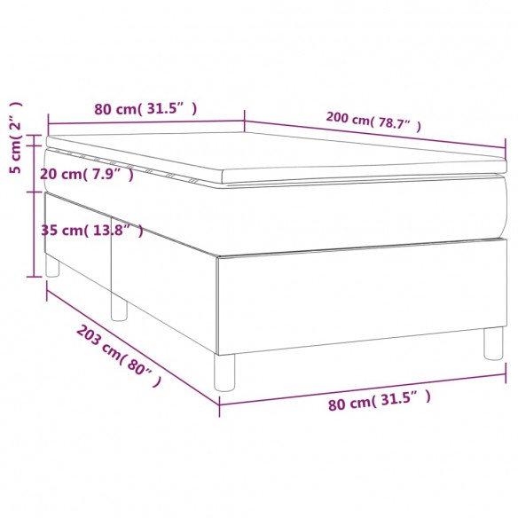 Cadre de lit et matelas Gris clair 80x200 cm Velours