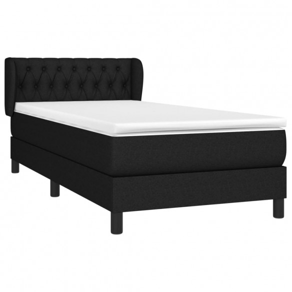 Cadre de lit avec matelas Noir 90x200 cm Tissu