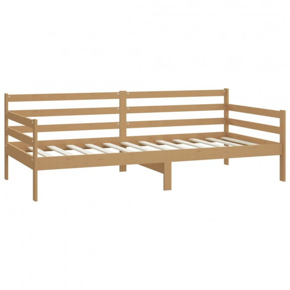 Lit de repos et matelas 90x200cm Marron miel Bois de pin massif