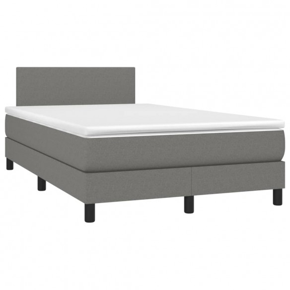 Cadre de lit avec matelas Gris foncé 120x200cm Tissu