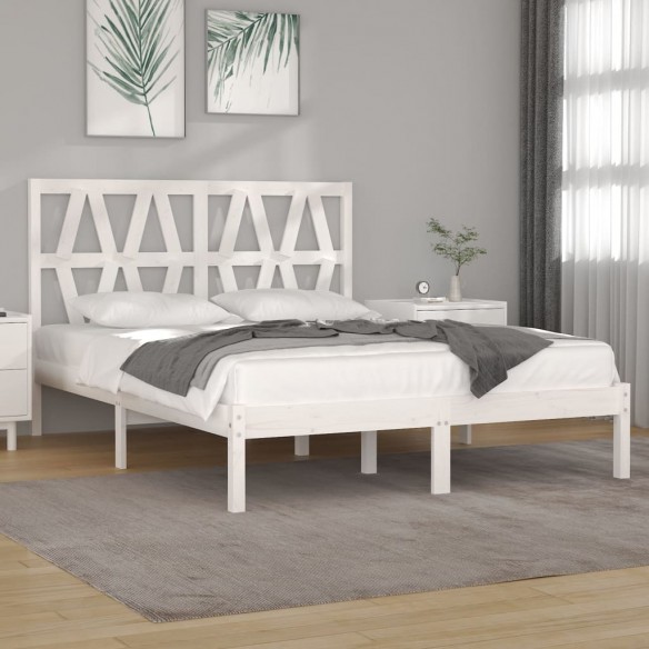 Cadre de lit Blanc Bois de pin massif 140x190 cm