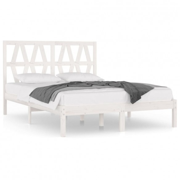 Cadre de lit Blanc Bois de pin massif 140x190 cm