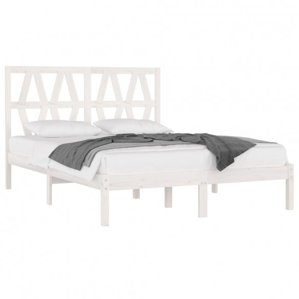 Cadre de lit Blanc Bois de pin massif 140x190 cm