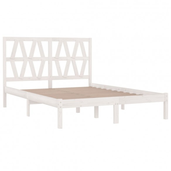 Cadre de lit Blanc Bois de pin massif 140x190 cm