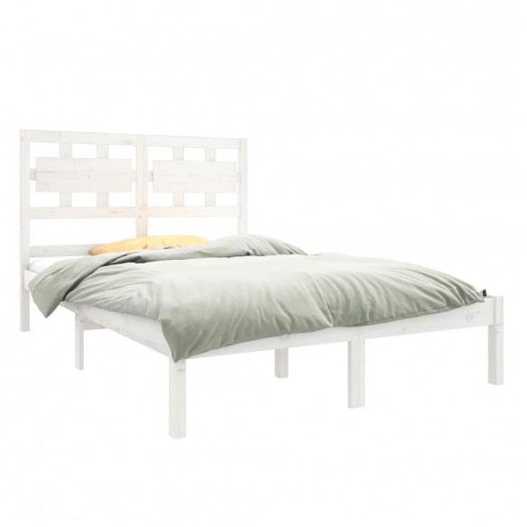 Cadre de lit Blanc Bois massif 120x190 cm Petit Double