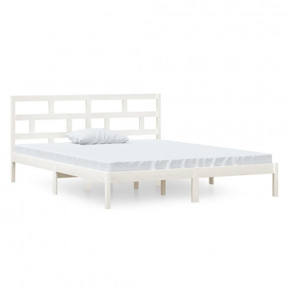 Cadre de lit Blanc Bois massif 120x190 cm Petit Double