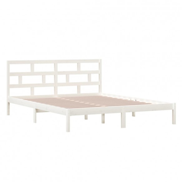 Cadre de lit Blanc Bois massif 120x190 cm Petit Double