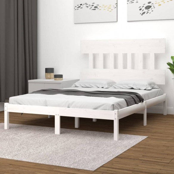 Cadre de lit Blanc Bois massif 120x190 cm Petit Double