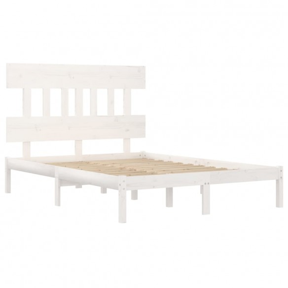 Cadre de lit Blanc Bois massif 120x190 cm Petit Double