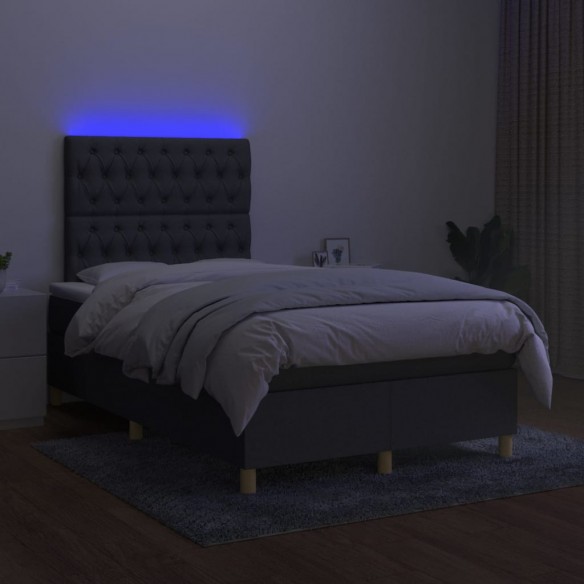 Cadre de lit et matelas et LED Gris foncé 120x200 cm