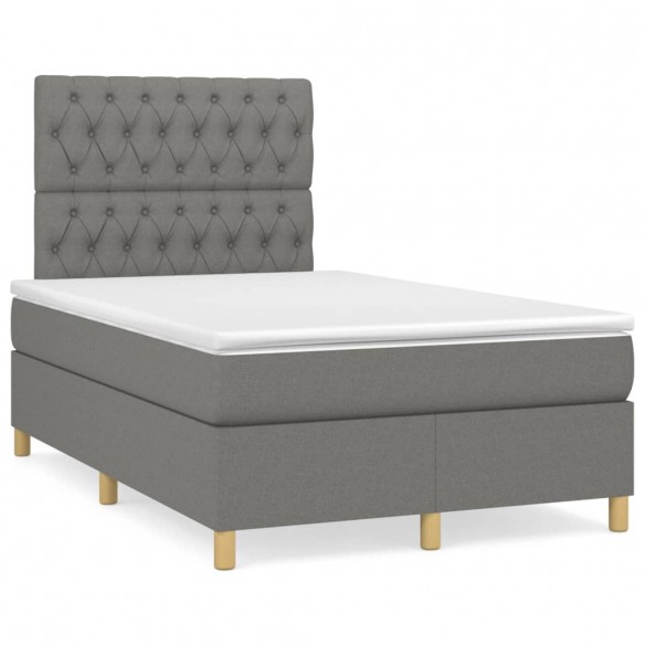 Cadre de lit avec matelas Gris foncé 120x200cm Tissu