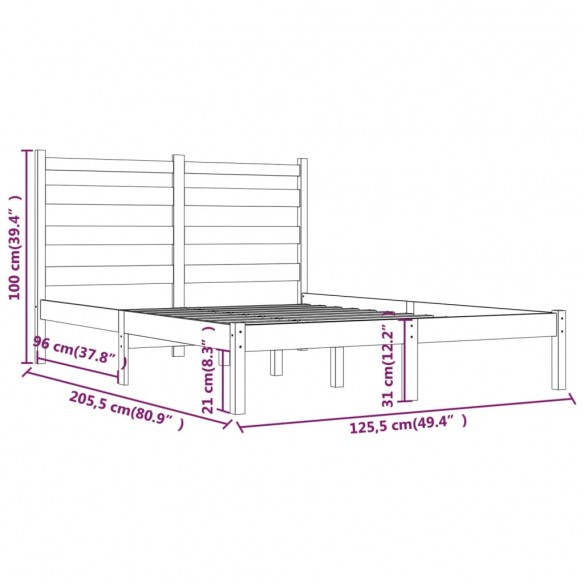 Cadre de lit Bois de pin massif 120x200 cm