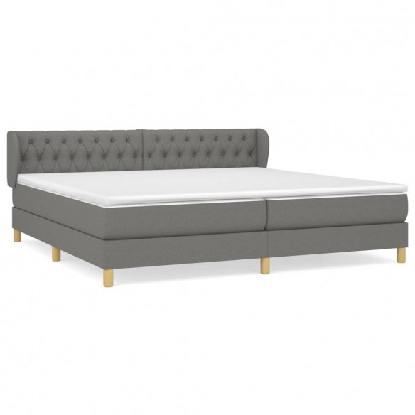 Cadre de lit avec matelas Gris foncé 200x200cm Tissu