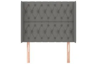 Tête de lit avec oreilles Gris foncé 103x16x118/128 cm Tissu 2