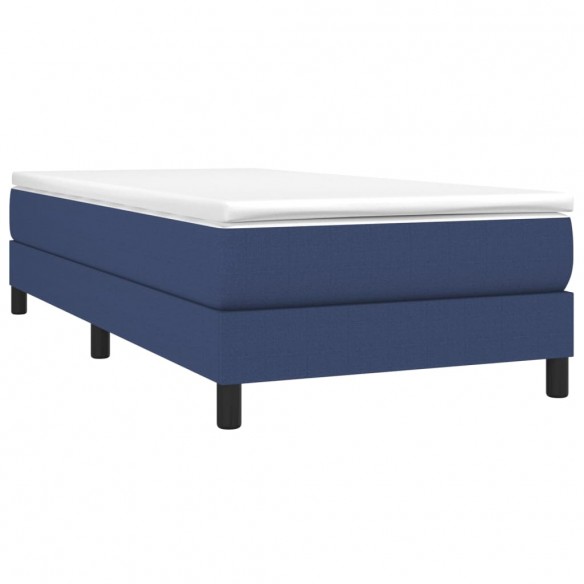 Cadre de lit avec matelas Bleu 100x200 cm Tissu