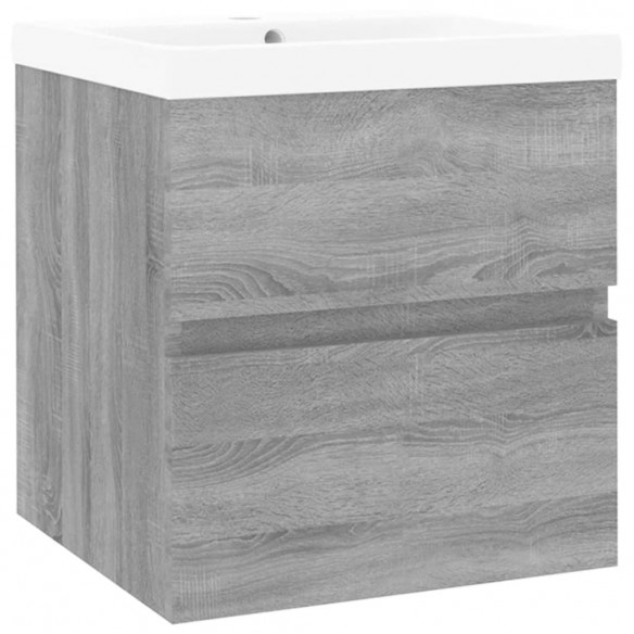 Meuble lavabo avec bassin intégré Sonoma gris Bois d'ingénierie