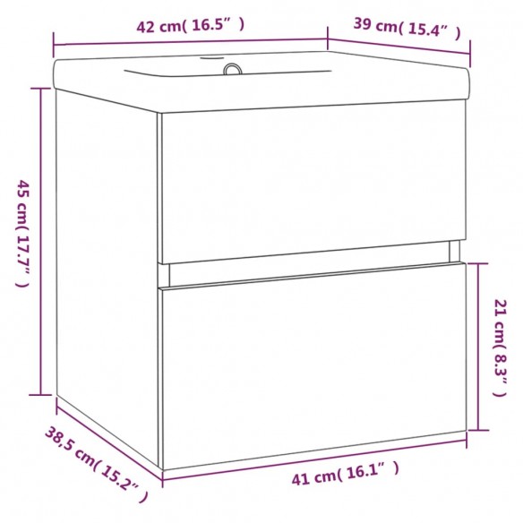 Meuble lavabo avec bassin intégré Sonoma gris Bois d'ingénierie