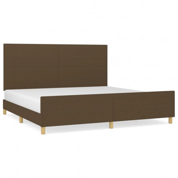 Cadre de lit avec tête de lit Marron foncé 200x200 cm Tissu