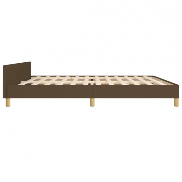 Cadre de lit avec tête de lit Marron foncé 200x200 cm Tissu