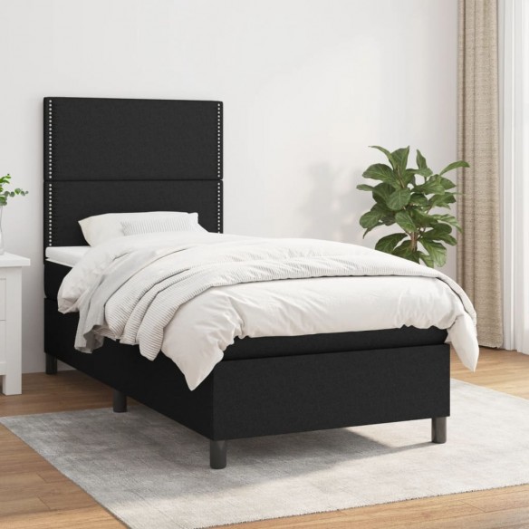 Cadre de lit avec matelas Noir 90x200 cm Tissu