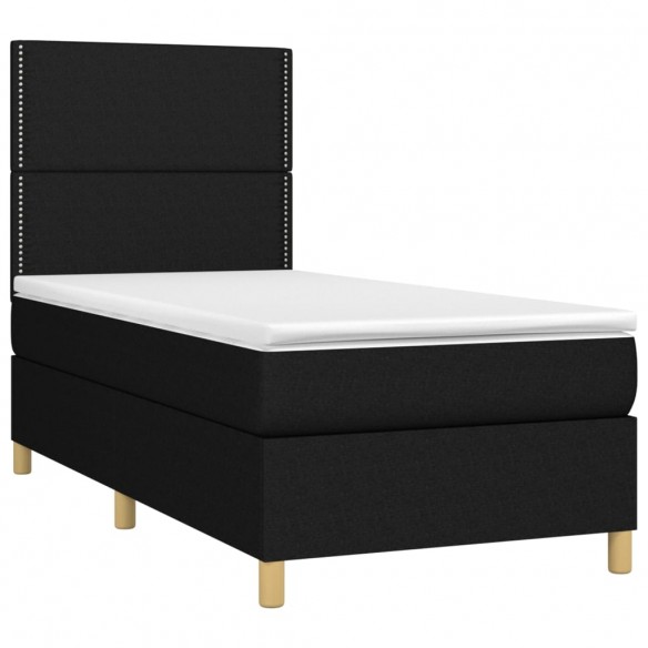 Cadre de lit avec matelas et LED Noir 90x190cm Tissu