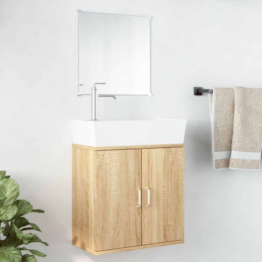 Ensemble de meubles salle de bain 2 pcs chêne bois d'ingénierie