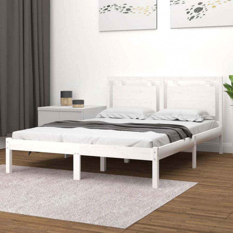 Cadre de lit Blanc Bois massif 180x200 cm Super King