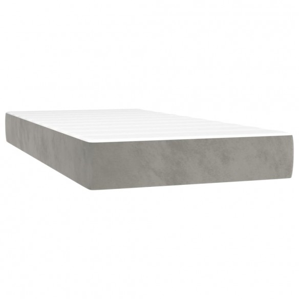 Cadre de lit et matelas et LED Gris clair 90x200cm