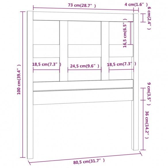 Tête de lit Marron miel 80,5x4x100 cm Bois massif de pin