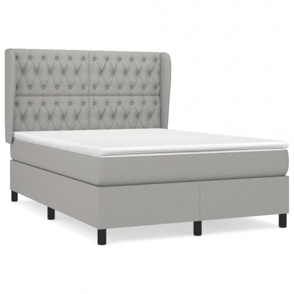 Cadre de lit avec matelas Gris clair 140x200cm Tissu