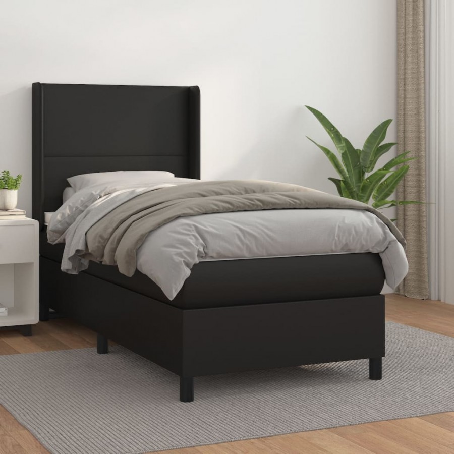 Cadre de lit avec matelas Noir 100x200 cm Similicuir