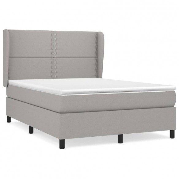 Cadre de lit avec matelas Gris clair 140x200cm Tissu