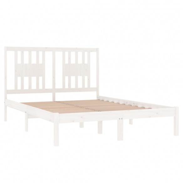 Cadre de lit Blanc Bois de pin massif 140x190 cm