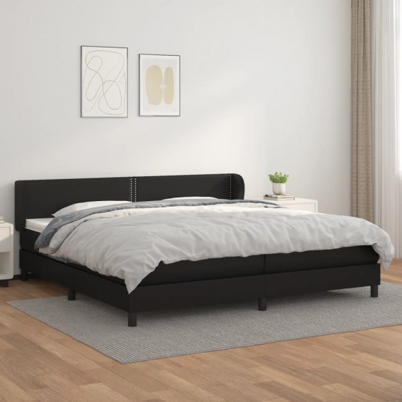 Cadre de lit avec matelas Noir 200x200 cm Similicuir