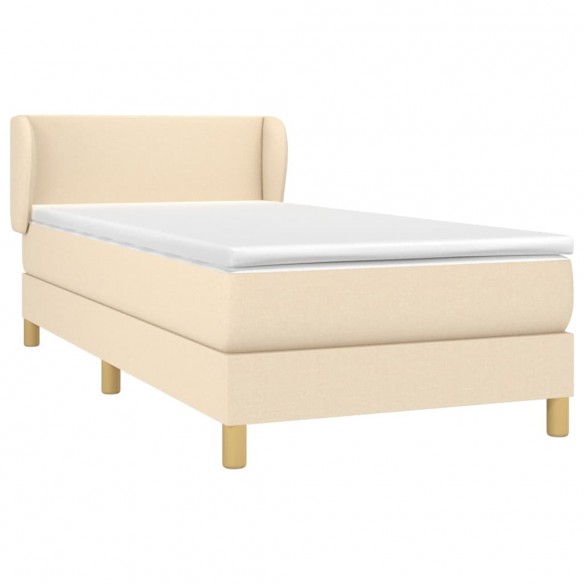 Cadre de lit avec matelas Crème 80x200 cm Tissu