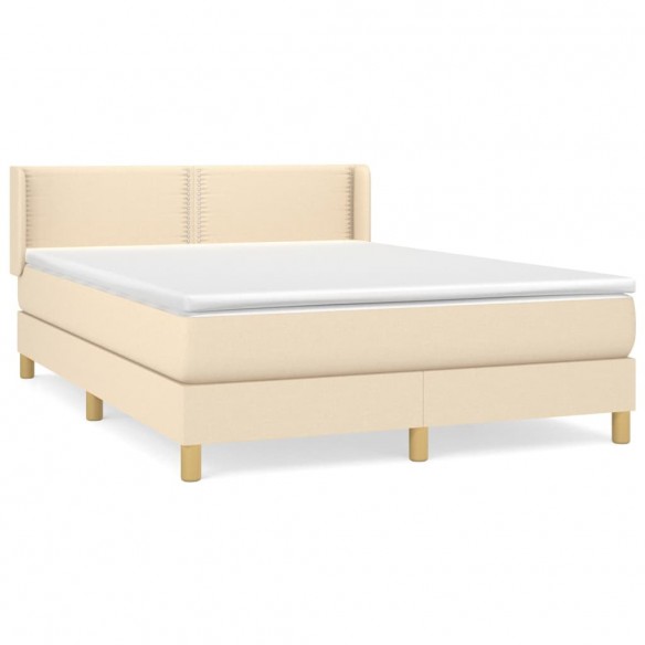 Cadre de lit avec matelas Crème 140x190 cm Tissu