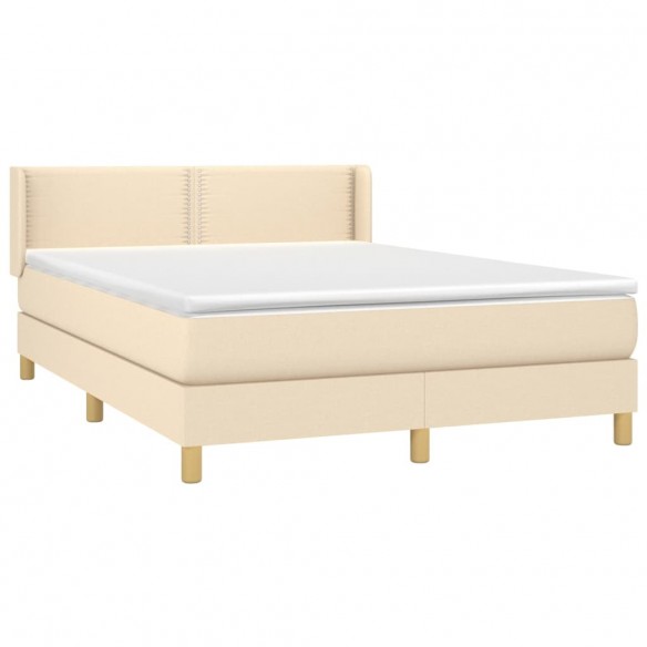 Cadre de lit avec matelas Crème 140x190 cm Tissu