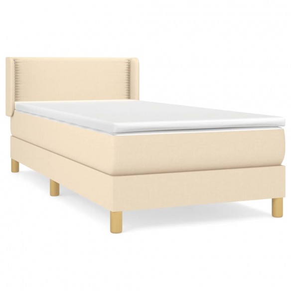 Cadre de lit avec matelas Crème 80x200 cm Tissu