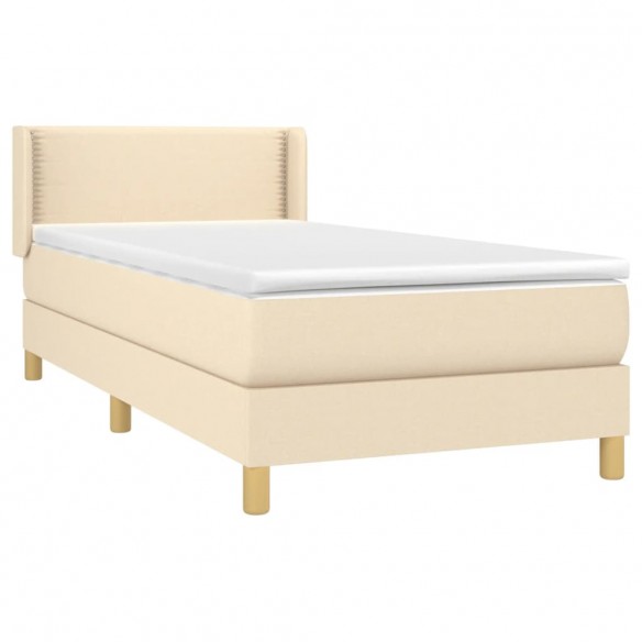 Cadre de lit avec matelas Crème 80x200 cm Tissu