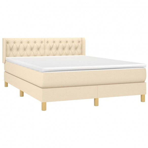 Cadre de lit avec matelas Crème 140x190 cm Tissu