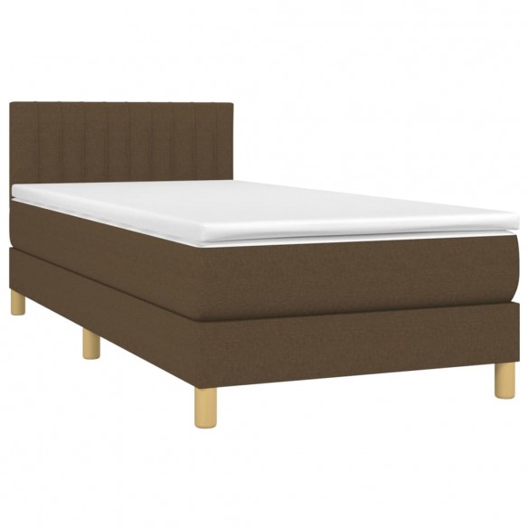 Cadre de lit et matelas et LED Marron foncé 90x190cm