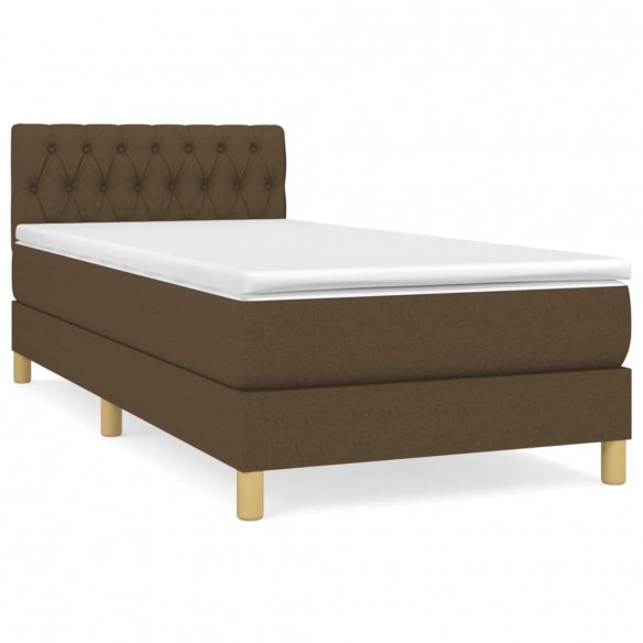 Cadre de lit avec matelas Marron foncé 90x190 cm