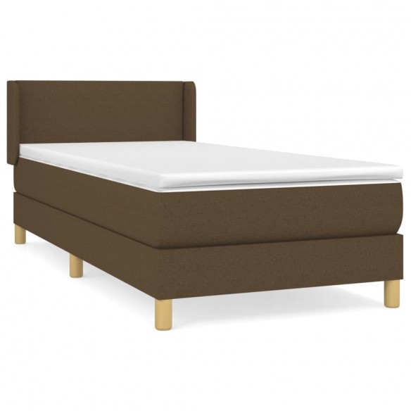 Cadre de lit avec matelas Marron foncé 90x190 cm